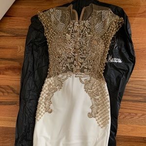 white and gold see-through back gown